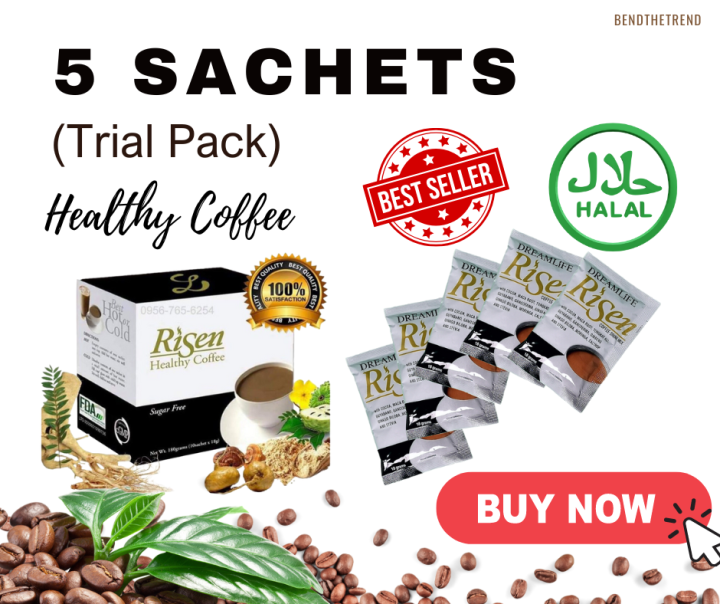 (5 SACHETS) TRIAL PACK RISEN COFFEE MIX / Butterscotch flavor / Sugar FREE / HALAL / Immune