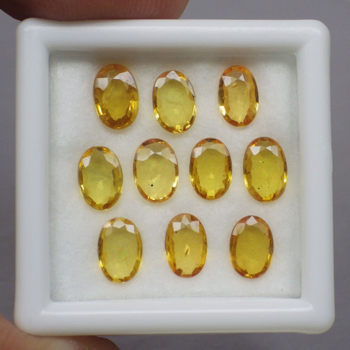 พลอย-แซฟไฟร์-ซองเจีย-แท้-ธรรมชาติ-natural-yellow-sapphire-songea-หนักรวม-4-41-กะรัต-จำนวน-10-เม็ด