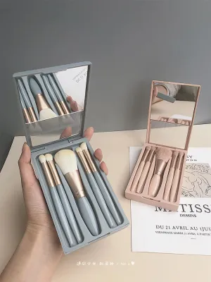 High-end Original Morandi Color Boxed Makeup Brush Set Mini Small Portable Full Set Genuine Beginner Travel Brush with Mirror