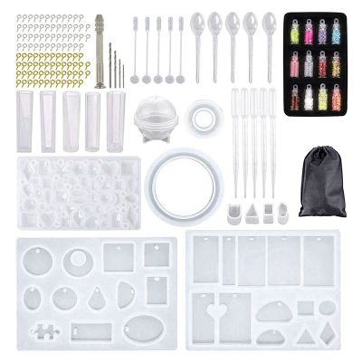 148 Pieces Resin Jewelry Making Starter Kit, Silicone Casting Mold for Beginners with Molds, Resin Kits and Tools Set