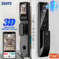 3D ใบหน้าประตูล็อคอัจฉริยะ Tuya หน้าจอกล้องรักษาความปลอดภัยระบบไร้สายรหัสผ่านโดยใช้ลายนิ้วมืออัจฉริยะไบโอเมตริกซ์ปลดล็อกกุญแจอิเล็กทรอนิกส์