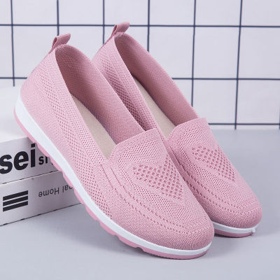 FZNYL2021 Women Tennis Shoes Heart-Shaped Breathable Mesh Lightweight Soft Sole Female Walking Lazy Flats Shoe Slip-Ons Loafer