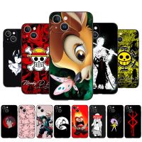 For iPhone 15 Case For iPhone 15 Plus Phone Back Cover Soft Silicone Protective Black Tpu Case cute anime coque