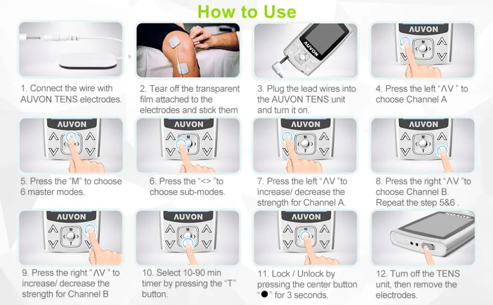 PRE-ORDER] AUVON DUAL CHANNEL TENS EMS UNIT 24 MODES MUSCLE STIMULATOR FOR  PAIN RELIEF 