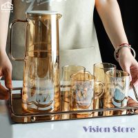 Vision Nordic กาต้มน้ำสำหรับน้ำเย็นในครัวเรือน Luxury หม้อแก้ว Amber Borosilicat แก้วเหยือกน้ำผลไม้ขวดความร้อนความต้านทานภาชนะบรรจุน้ำขนาดใหญ่กาน้ำชาถ้วยกรองเย็น Drinkware