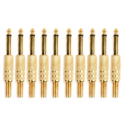 10 Pcs Gold Plated 6.35mm Male 1/4 Mono Jack Plug Audio Connector Soldering