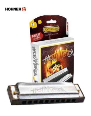 Hohner Hot Metal ฮาร์โมนิก้า Key F แบบ 10 ช่อง (Harmonica Key F, เมาท์ออแกน) + แถมฟรีเคส &amp; ออนไลน์คอร์ส
