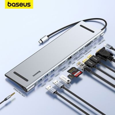 Baseus 11 In 1 USB ฮับชนิด C ถึง4K 30Hz HDMI-รองรับ DP RJ45 SD บัตร TF USB 3.0ฮับต่อพ่วงสำหรับแมคบุ๊กโปรแอร์แท่นวางมือถือ Feona