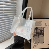 [COD] Transparent jelly bag women 2023 spring new casual shoulder beach portable square