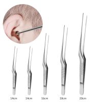 Ear Earpick Wax Removal Medical Forceps Angled Jewelry Clamp Clip Nasal Curved Earwax Tweezers Clip Eyelash Remover Cleaner Tool