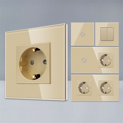 Bingoelec Touch Switch Gold And Electrical Sockets With Crystal Glass Panel Home Improvement