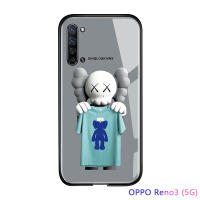 UCUC เคสโทรศัพท์เคสสำหรับ OPPO Reno 3 reno3(5G) แก้วโทรศัพท์มือถือกรณีแฟชั่นแบรนด์ยอดนิยมน้ำกรณีการ์ตูน Limited Edition กระจกนิรภัยปลอกบางซิลิโคนขอบปกโทรศัพท์