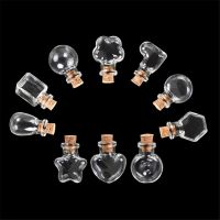 Mini Glass Cork Bottles Pendants Gifts for Wedding Ornament Jars Crafts Perfume Vials Fashion Jewelry 10pcs