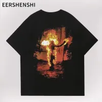 EERSHENSHI เสื้อยืดผู้ชายแฟชั่นพรีเมี่ยมแขนสั้นพิมพ์ลายสไตล์ยุโรปและอเมริกาแบบย้อนยุค