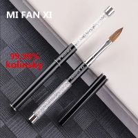 1pcs Black Nail Art Brush Rhinestone Handle Nail Brush Acrylic Nails Pure Kolinsky Oval Nail Brush