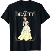 Cartoon Beauty and the Beast graphic cotton O-neck T-shirt for men