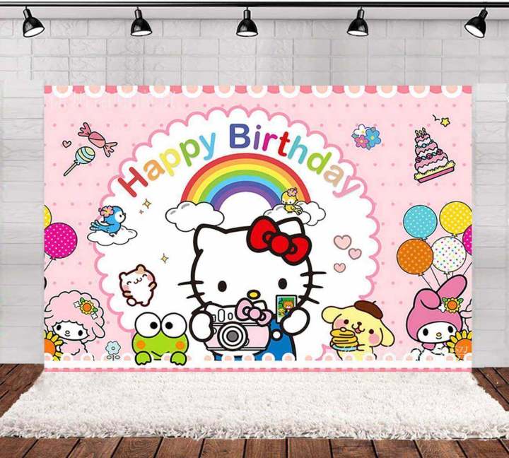 RA Sanrio Hello Kitty Birthday theme backdrop banner party decoration ...