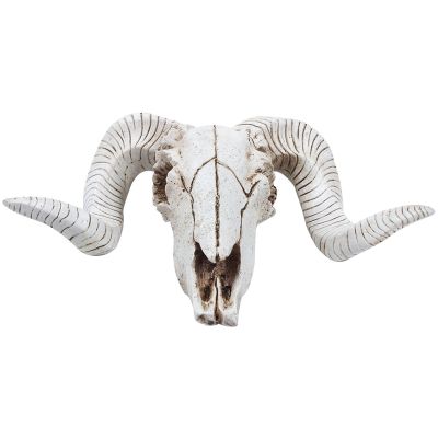 Creative Resin Sheep Head Skull Head Wall Hanging 3D Animal Longhorn Sculpture Figurines Crafts Horns Home Decor Ornaments