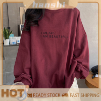 hanshi [2023 new HOT FASHION] lazlook เสื้อฮู้ดแขนยาวทรงหลวมลำลองพิมพ์ลายตัวอักษรแฟชั่นเกาหลีฤดูใบไม้ร่วง