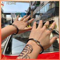 YESHE สายเคเบิลปม ถักแบบถัก เหล็กไร้สนิม สร้อยข้อมือเกือกม้า กำไลข้อมือข้อเท้า กำไลข้อมือคู่ ตะขอแม่เหล็กติดแน่น