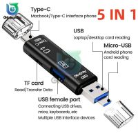 5 dalam 1 Multifunction Usb 2.0 Type C/Usb /Micro Usb/Tf/SD Memory Card Reader OTG Card Adapter Mobile Phone Accessories