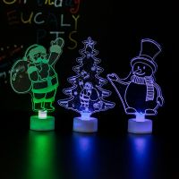 DOUCAI New Year Santa Claus Colorful Acrylic Colors Changing Cartoon Decorative LED Light Night Light Christmas Decoration Table Lamp