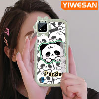 YIWESAN เคสสำหรับ Realme C20 C20A C11 C11 2020 Narzo 50i การ์ตูนแพนด้าน่ารักสีสันสดใสกล้องมอนสเตอร์ตัวน้อยนิ่มสำหรับเลนส์กันกระแทกแบบใสเคสมือถือเรียบง่ายฝาครอบป้องกันซิลิโคนความคิดสร้างสรรค์โปร่งใสปลอก