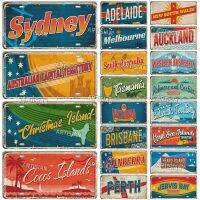 Artisian ออสเตรเลียนิวซีแลนด์ Ctiy ป้ายโลหะ Travel ดีบุก Plaque Landmark ตกแต่งป้ายทะเบียนรถแผ่น Wall Decor Garage