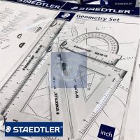 Staedtler ชุดเรขาคณิต 4 ชิ้น ครึ่งวงกลมวัดมุม ไม้ฉากสามเหลี่ยม ไม้บรรทัด | Geometry Set of 4 Pcs, Protractor Set / Staedtler Geometry Set of 4 Pieces / Protractor Set / Triangle Ruler Set