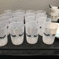 Eyelash Party Cups Decal Baby Shower Cups Vinyl Sticker DIY Drink Bottle Sleepy Eye Decals Cups Gifts Eyelash Vinyl Art