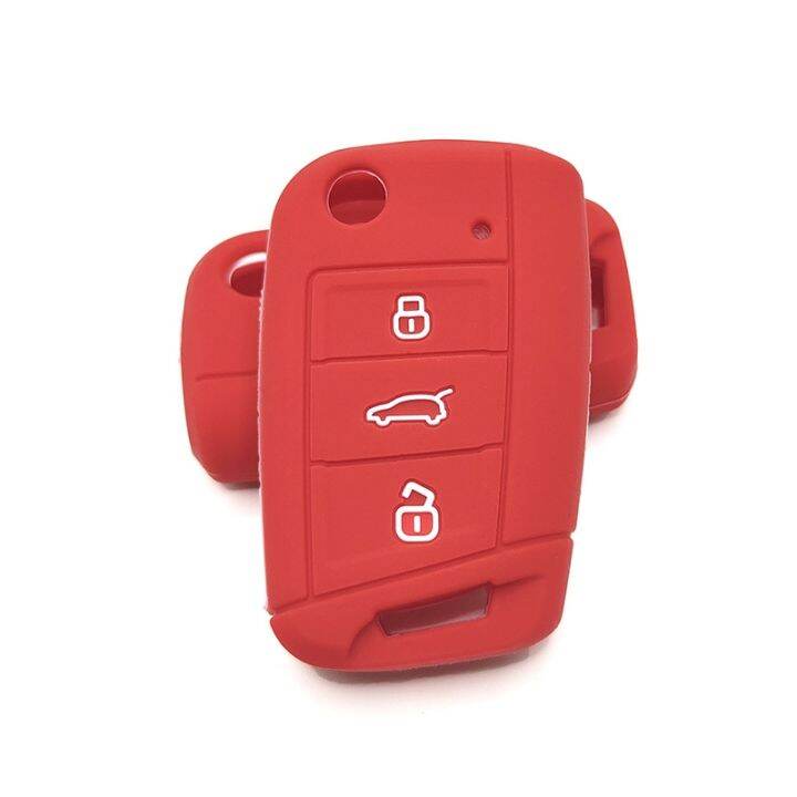 car-key-cover-silicone-case-fit-for-vw-golf-3buttons-flip-folding-remote-key-case-fob-cover-for-seat-for-skoda-car-accessories