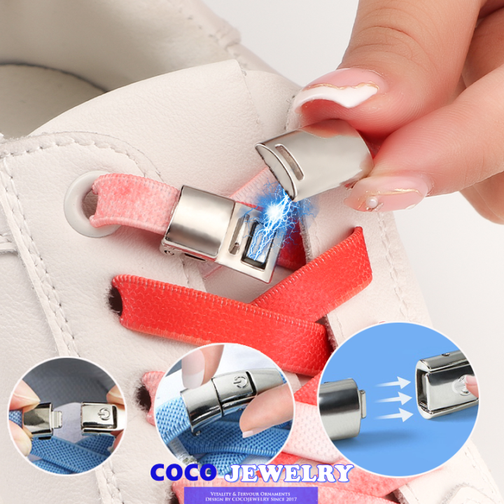 Press Lock Shoelaces Without Ties Elastic Laces Sneakers Widened Flat No  Tie Shoe Laces Kids Adult Shoelace For Shoes (2pcs/set)