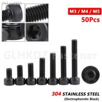 50pcs M3 M4 M5 Allen Hexagon Hex Socket Cap Head Bolts Machine Screws DIN912 Black A2-70 304 Stainless Steel Corrosion Resistant