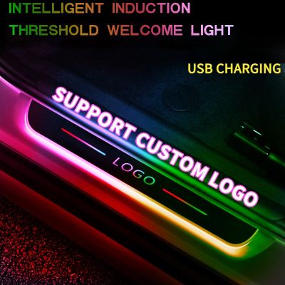 Customized Car Door illuminated Sill Light Logo Projector Lamp Power Moving LED Welcome Pedal Car Scuff Plate Pedal Decoration