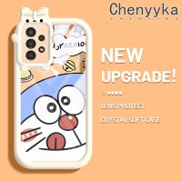 Chenyyka A13ปลอกสำหรับ Samsung 5G เคส A04s ลายการ์ตูนน่ารักโดราเอม่อนน้อยมอนสเตอร์ตัวน้อยแบบผูกโบว์เคสนิ่มกันกระแทกเคสโทรศัพท์โปร่งใสฝาครอบป้องกันเลนส์กล้องถ่ายรูปซิลิกาเจล TPU