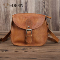 EDERN Retro Versatile Cowhide Female Shoulder Bag Genuine Leather Small Crossbody Bag Simple Vegetable Tanned Leather Sling Bag for Women