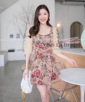 V89Rose dress สวยสง่าจนต้องหลบ ชุดกางเกงกระโปรงฉลุลาย แต่งลูกไม้ระบายช่วงแขน