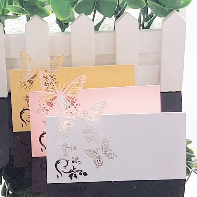 10Colors 50pcs Butterfly Laser Cut Wedding Party Table Name Place Cards Favor Decor Wedding Decoration Birthday Party Supplies