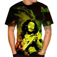 2023 NEWSummer ใหม่ Bob Marley 3D พิมพ์หลวมเสื้อยืดขนาดบวกทุกการแข่งขันแฟชั่นเสื้อยืดผู้ชาย