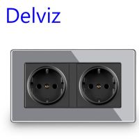 Delviz Eu แผงคริสตัลอะคริลิคสไตล์เบ้าติดผนังมาตรฐาน Eu Ac 110V ~ 250V 146Mm * 86Mm 16a ปลั๊กไฟคู่