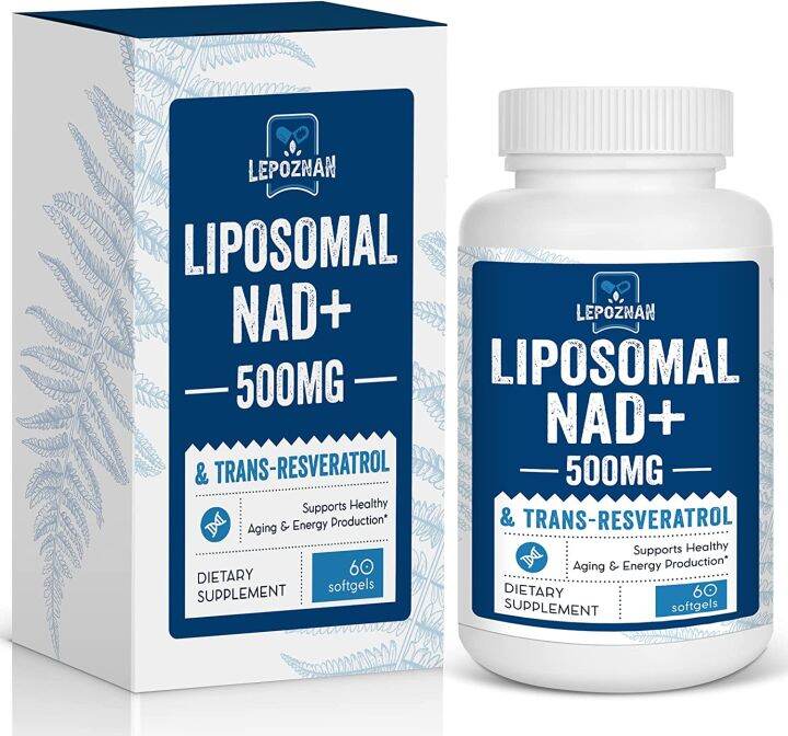 Liposomal NAD+ 500 mg + TransResveratrol 300 mg, LEPOZNAN Superior Absorption,True NAD
