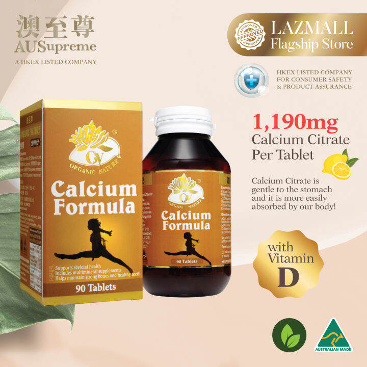 AUSupreme Calcium Formula Calcium Citrate gentle on stomach, Promotes