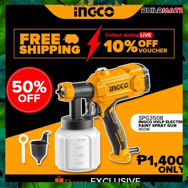 BUILDMATE Ingco Electric Paint Zoom Spray Gun 450W 800ml Paint Sprayer