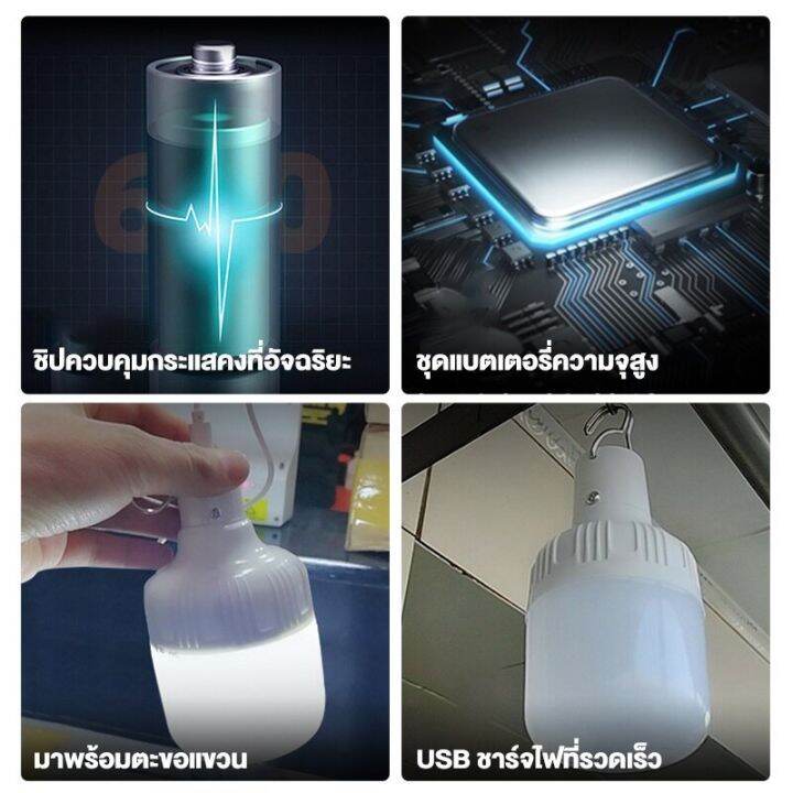 300w-หลอดไฟโซล่าเซลล์-หลอดไฟมีแบตเตอรี่ในตัว-โซล่าเซลล์-หลอดไฟ-led-ค่าไฟ-0-บาท-สว่าง-8-12-ชม-solar-ligh