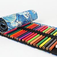 【CW】 12/24/36/48/72 Holes Canvas Roll Up Pencil Bag Pen Curtain Case Makeup Wrap Hold Drop shipping