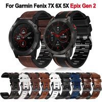 ✲☢❈ 22/26mm pasek do Garmin ginegen 2 Fenix 7X 7 6X 6 5X Plus Enduro Tactix 7 Pro Delta skórzane silikonowe szybkie uwolnienie opaski do zegarka