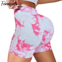 High Waisted Seamless Sport Shorts Biker Fitness Yoga Tie Dye High Legging Workout Running Women Scrunch Butt Booty GYM Shorts