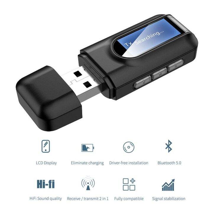 irctbv-หูฟังสำหรับดองเกิล-usb-17-0อะแดปเตอร์เสียงอะแดปเตอร์บลูทูธจอแสดงผล-lcd-3-5มม-aux-เครื่องรับส่งสัญญาณ