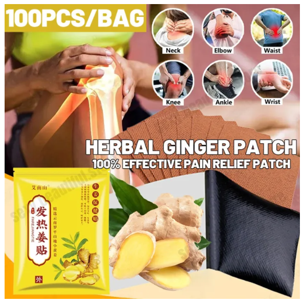 100pcs Herbal Ginger Patches Original for Pain Relief Promote Blood ...