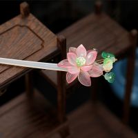 Lotus Flower Hair Sticks For Women Chinese Hanfu Hair Accessoreis Girls Party Crystal Hair Clasp Headpiece Antique Hair Jewelry Haberdashery